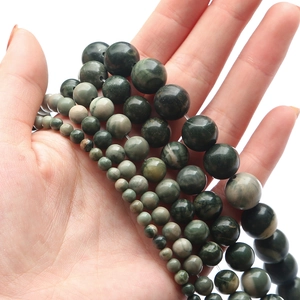 Perline in pietra naturale verde scuro in varie dimensioni per la creazione di gioielli DIY