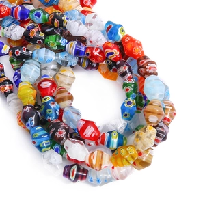 Colorful Millefiori glass beads with floral patterns for DIY jewelry and necklaces