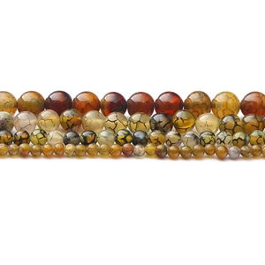 Perle di agata venata naturale in toni rosso e marrone per la creazione di gioielli fai-da-te