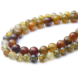 Perle Sciolte Rotonde in Agata Naturale con Venature di Drago Perline di Pietra Crackle Lucidate Per Creazione di Gioielli Fai-da-te Braccialetto Collana