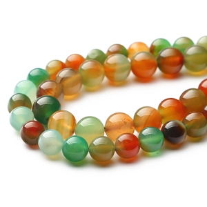 Vibrant multicolored agate beads necklace with high polished natural gemstone finish