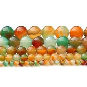 Natural colorful peacock agate round beads in five sizes with a polished finish