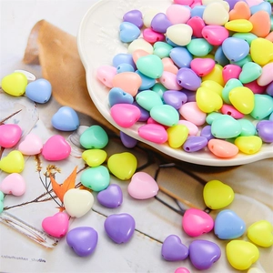 Perles en forme de cœur en acrylique mat pastel pour la création de bijoux DIY