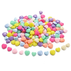 Perles de cœur en acrylique macaron avec trous pour la création de bijoux DIY