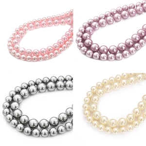 High Gloss Glass Pearl Round Loose Beads For DIY Bracelet Necklace Jewelry Making Handmade Crafts White Beige Pink