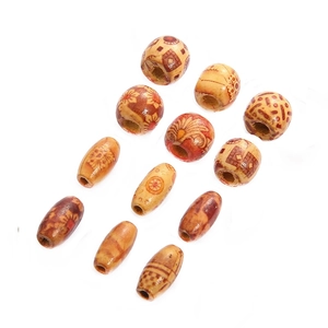 Natural wenge wood printed loose beads for DIY jewelry making and ethnic necklaces