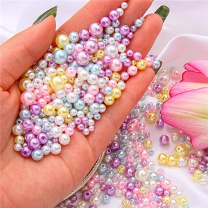 Mix of 3-8mm macaron colorful faux pearl beads with holes for DIY jewelry making