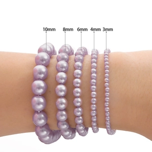 High quality lavender glass pearl beads in five sizes 3mm to 10mm for DIY jewelry making