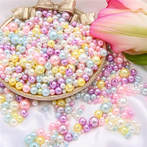 Assorted colorful macaron ABS faux pearls with straight holes for DIY jewelry making