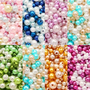 Multicolor Round Artificial Pearl Beads With Straight Hole For DIY Jewelry Making Handmade Bracelet Necklace Accessories