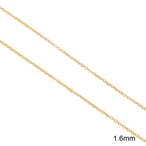 Λεπτομέρεια αλυσίδας 1,6mm με επιχρύσωση 18K και γυαλιστερό μεταλλικό φινίρισμα