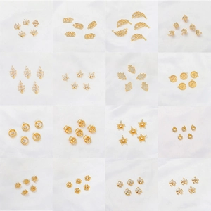 18K Gold Plated Zirconia DIY Pendant For Jewelry Making Alloy Heart Feather Crown Umbrella Shape Pendant Bracelet Accessories