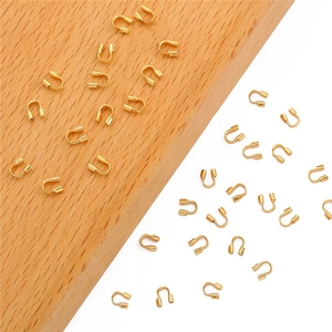 Protectores de hilo en forma de U bañados en oro 18K para bisutería DIY y abalorios