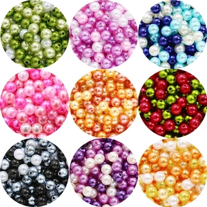 Colorful ABS faux pearl beads with through-holes for DIY jewelry making in nine colors