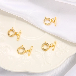 18k gold plated OT toggle clasps with zircon pavé for DIY bracelet and necklace making