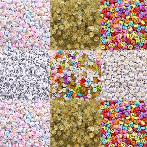 Flat round acrylic beads set with star and moon patterns for DIY bracelet making