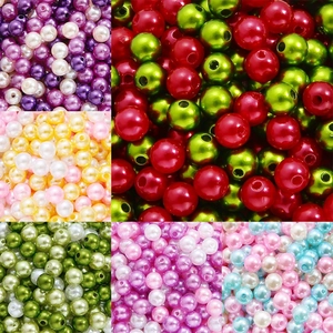 Perlas de imitación de ABS de colores con agujeros rectos para joyas y manualidades