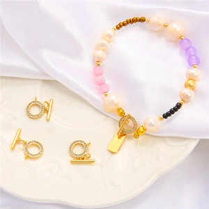 18K Gold Plated Copper OT Toggle Clasp With Micro Pave Zirconia DIY Jewelry Findings Connector For Bracelet Necklace Making Women Jewelry