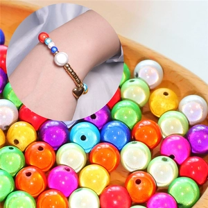 Colorful iridescent round spacer beads for DIY jewelry making and handmade bracelets