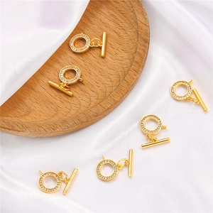 18k gold plated toggle clasps set with zircon stones for crystal necklace jewelry making