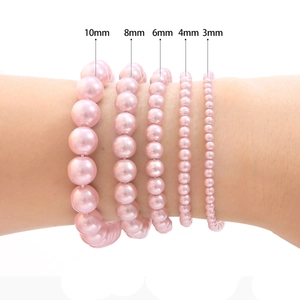 Perlas de imitación rosa pálido en cinco tamaños de 3mm a 10mm para joyería DIY