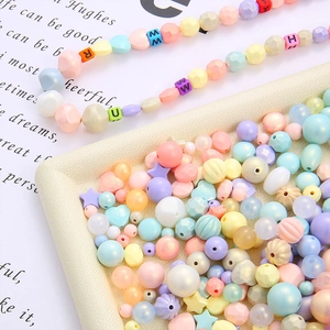 Colorful macaron acrylic beads set with various shapes for DIY handmade jewelry crafts