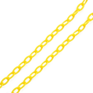 Dettaglio di catena a maglie ovali in acrilico giallo brillante per borse e fai-da-te