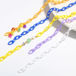 Catene colorate in acrilico con perline smiley per cover cellulari e accessori gioielli
