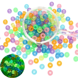 Glow-in-the-dark acrylic large hole beads in colorful transparent macaron mix for DIY jewelry