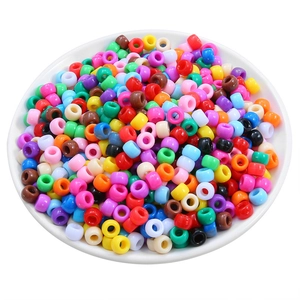 Colorful mix of acrylic pony beads with large holes for DIY jewelry and hair braids