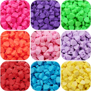 Colorful matte heart beads in nine vibrant colors for DIY handmade jewelry crafts