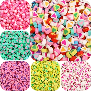 Colorful Heart Polymer Clay Beads Cute Mixed Color Loose Beads For DIY Bracelet Necklace Earring Jewelry Making Accessories