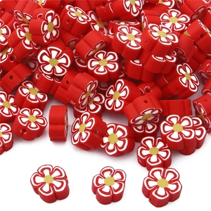 Macro de perles fleurs en argile colorée avec trous latéraux pour bijoux DIY