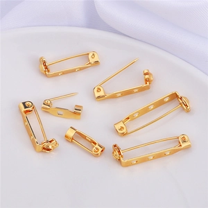 Basi per spille di sicurezza placcate in oro 18k per creazioni di gioielli fai-da-te