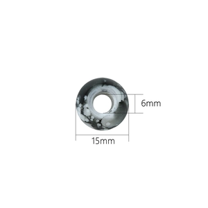 Flat round 15mm acrylic beads with black and white ink texture for DIY jewelry making