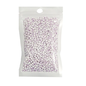 Cuentas de vidrio lavanda en bolsa sellada para creación de joyas DIY y artesanías