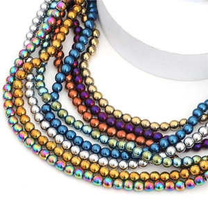 Perline di ematite lucida in oro, argento e colori arcobaleno per creazione gioielli