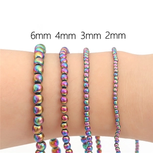 Perle tonde in ematite arcobaleno da 2mm 3mm 4mm e 6mm per la creazione di gioielli