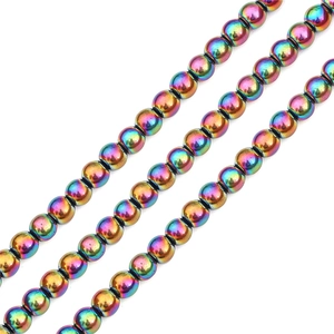 Macro di perle metalliche arcobaleno con placcatura iridescente per creazione di gioielli