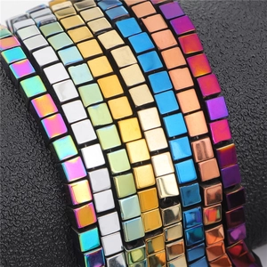 Bunte quadratische Hämatitperlen mit Metallbeschichtung für DIY-Schmuckherstellung