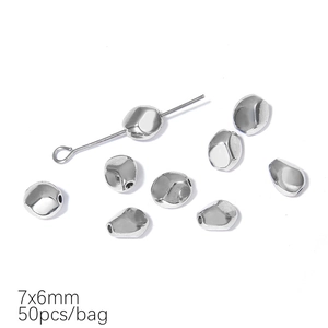 Irregular silver CCB beads 7x6mm for jewelry making with high gloss mirror finish