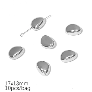 Irregular silver pebble beads 17x13mm for jewelry making, 10 pieces per pack