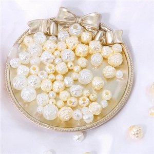 Acrylic faux pearl rose beads in cream white and beige for DIY jewelry craft making