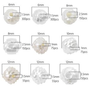 White rose textured acrylic pearl beads in 6mm to 12mm sizes for DIY jewelry crafts