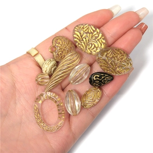 Baroque acrylic gold-patterned beads in various shapes for DIY jewelry making