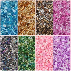 Mixed glass seed and bugle beads in 8 vibrant colors for DIY jewelry making