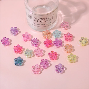 Sparkling faceted acrylic flower beads in various colors for DIY jewelry and necklaces