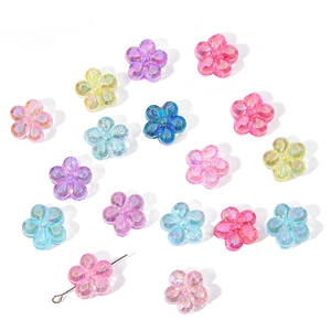 Sparkling acrylic flower beads with AB iridescent coating for DIY jewelry making