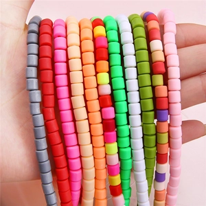 Perles tubes colorées en argile polymère pour bracelets DIY au style ethnique fini mat