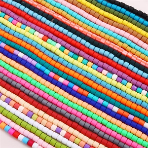 Perles d'espacement cylindriques colorées en argile polymère pour bijoux DIY et bracelets